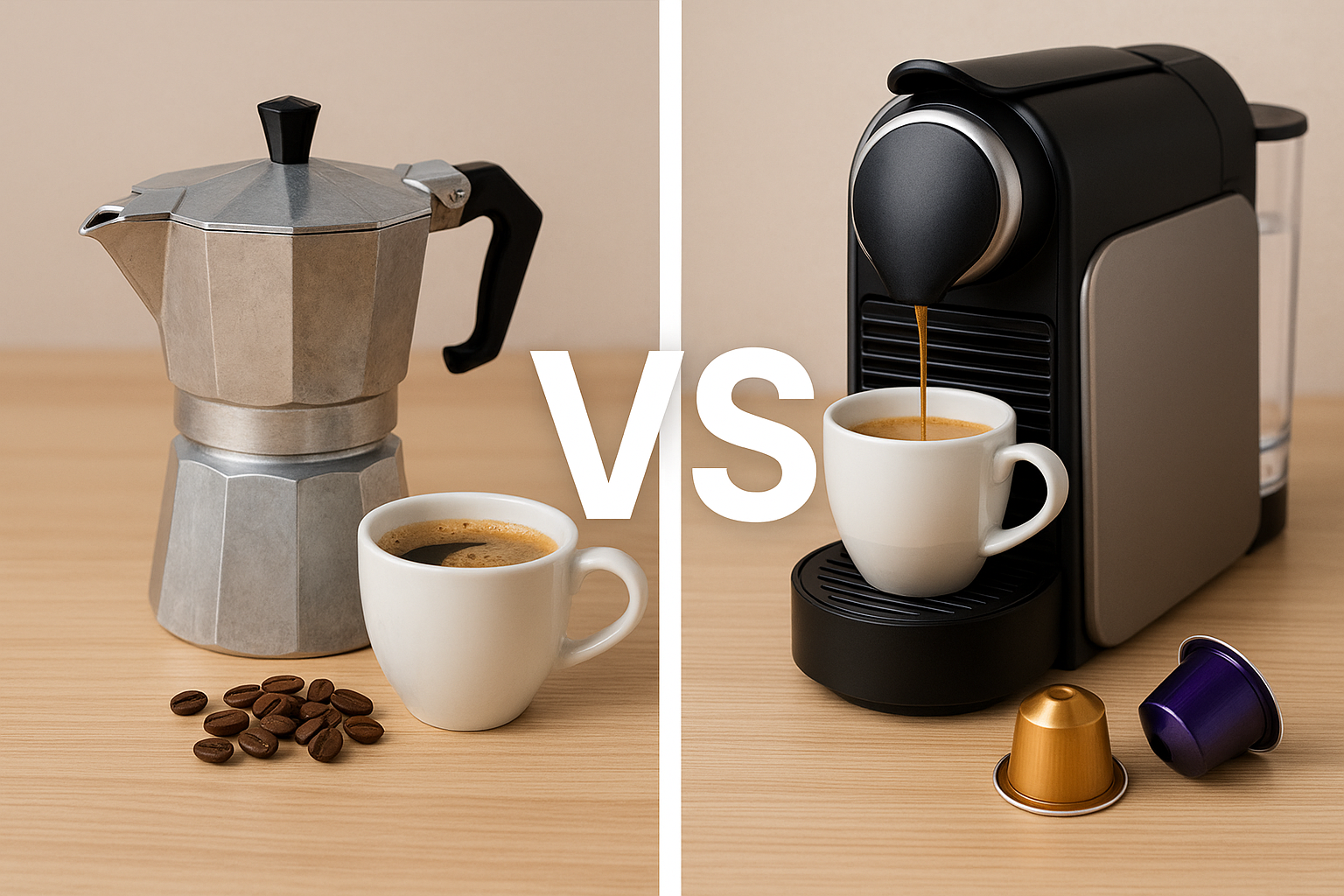 Cafetera italiana vs cafetera de cápsulas